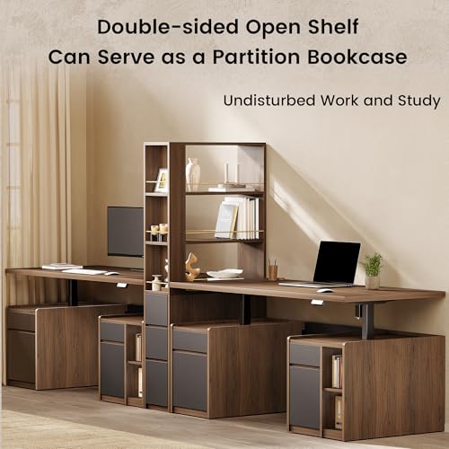 71-Inch Electric Standing Desk and Bookshelf Set with File Cabinet