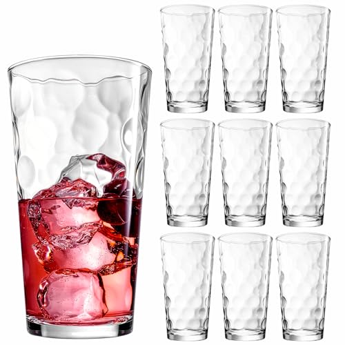 Modern Highball Glasses Set of 10 - 17 Oz. Elegant Drinkware for Water, Juice, Cocktails