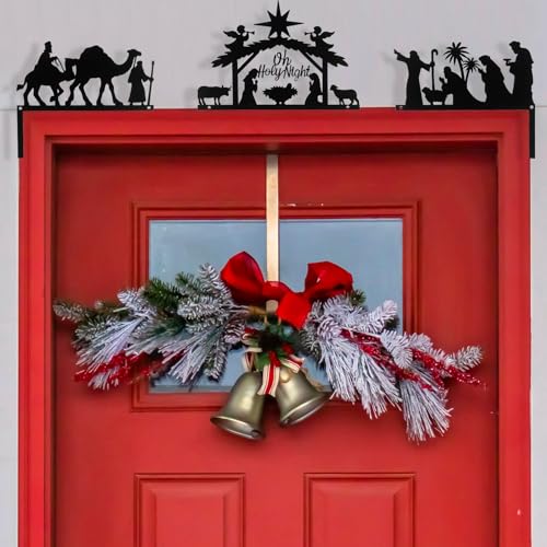 Blulu 3-Piece Metal Nativity Door Topper Set (Novel) – Wood-Free, Indoor/Outdoor Door Frames