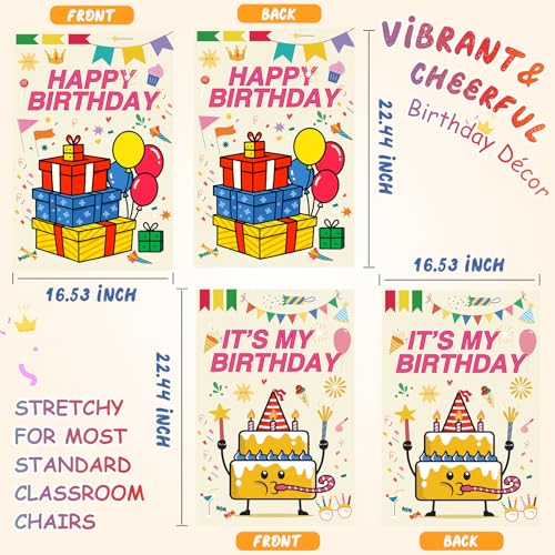 Set of 2 Happy Birthday Chair Covers for Classroom Decor