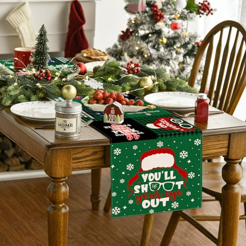 Yarcooly 13 x 72 Inch Christmas Table Runner Linen Set for Holiday Decor