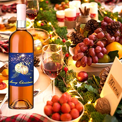 WorldBazaar Gold Foil Christmas Wine Bottle Stickers, 54-Pack