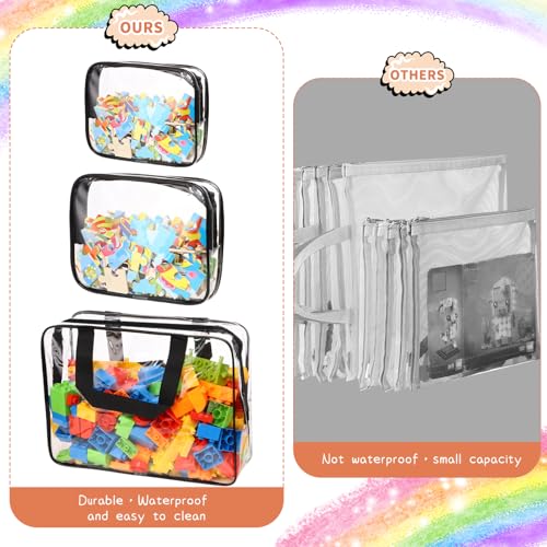 18-Pack Clear Toy Storage Bags with Zipper and Labels, Waterproof PVC Organizers