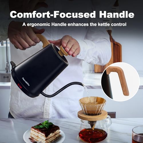 Electric Gooseneck Kettle with Thermometer, 1.0L Pour Over Coffee Kettle