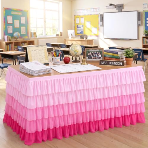 6ft Pink Chiffon Tutu Table Skirt for Parties and Baby Showers