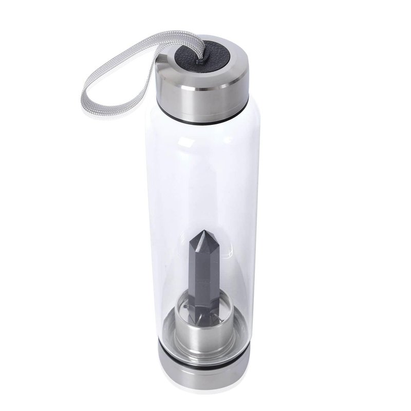 SHOP LC DELIVERING JOY Crystal Water Bottle Glass Clear Quartz with Spiritual Energy Stainless Steel Perfect for Yoga Meditation Healing Stones Birthday Christmas Gifts