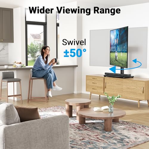 Universal Swivel Tabletop TV Stand for 24-60 Inch TVs, Height Adjustable