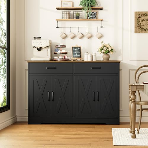 47-Inch Farmhouse Kitchen Sideboard Buffet Cabinet with Storage Drawers