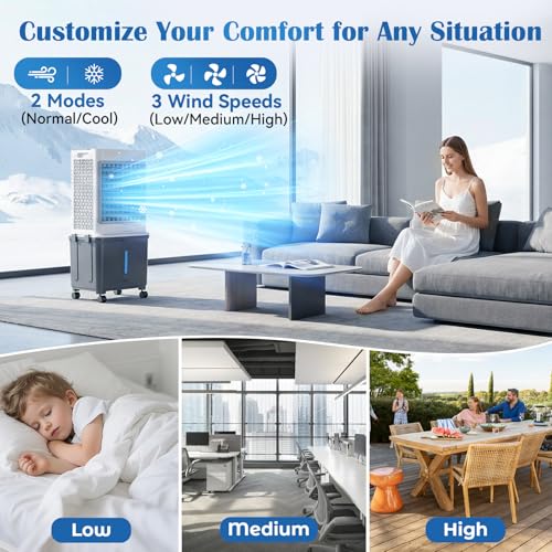 Portable Swamp Cooler, 8 Gallon 2237 CFM Evaporative Air Conditioner with Remote