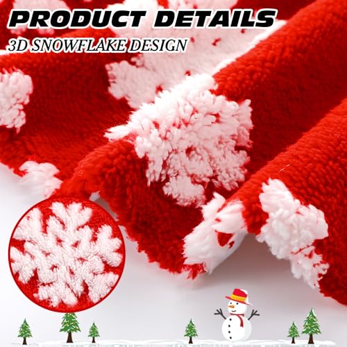 24 Inch Red and White Plush Snowflake Christmas Tree Skirt