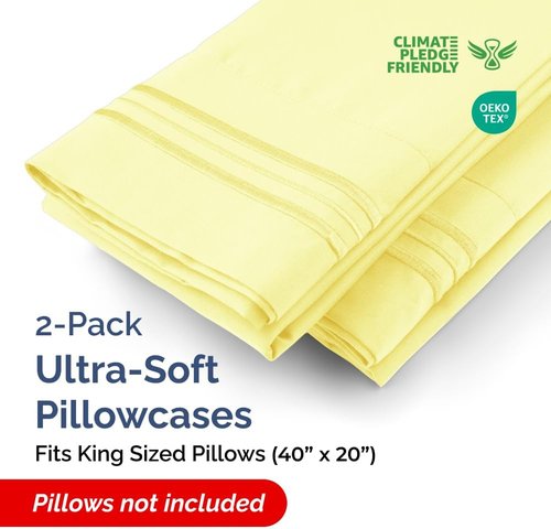 King Pillow Cases by [Brand Name] - Ultra Soft Hotel Quality Covers | Wrinkle-Free & Stain Resistant - 2 Piece Set in Yellow