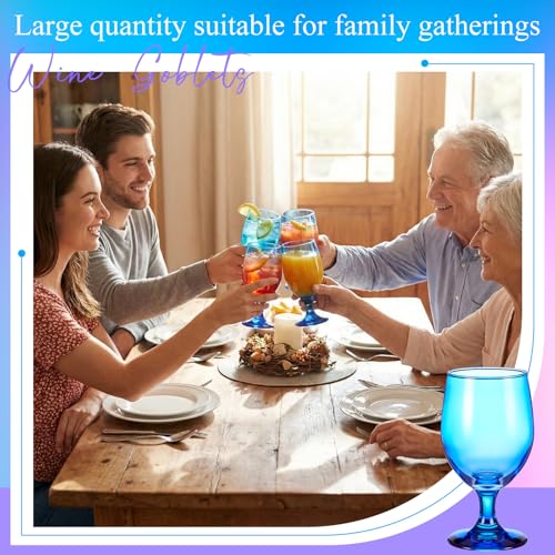 Cobalt Blue Water Goblets, 13.5 oz Stemmed Drinking Glasses - Set of 6