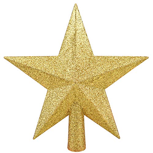 8-Inch Gold Glitter Star Christmas Tree Topper - Festive Holiday Decor