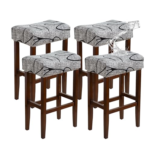 Waterproof Rectangle Bar Stool Covers - Set of 4 Stretchable Washable Seat Covers