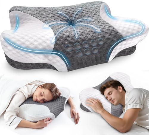 Ergonomic Memory Foam Neck Pillow for Pain Relief - Adjustable & Cooling