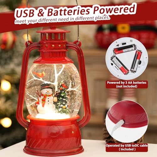 Lighted Musical Snowman Snow Globe Lantern with 6-Hour Timer
