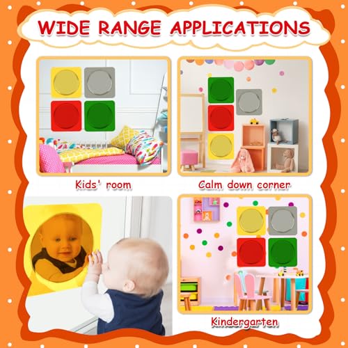 4PCS Sensory Wall Bubble Mirrors, 10x10 Inch Convex Acrylic Mirror Set
