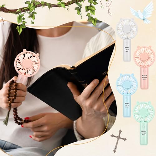 Jesus Loves You Mini Church Handheld Fan Bulk - 20 Portable Religious Fans