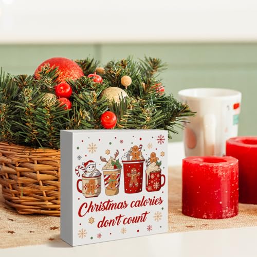 Christmas Wooden Sign Decor - Holiday Gingerbread Bakery Theme, 5x5 Inches