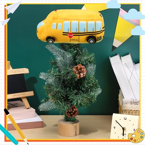 Plush School Bus Tree Topper - 10-Inch Back to School Classroom Decor