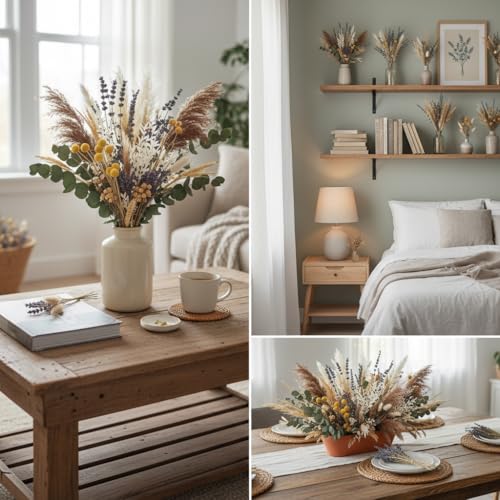 500-Piece Dried Pampas Grass Bouquet - 17-Inch Boho Floral Decor
