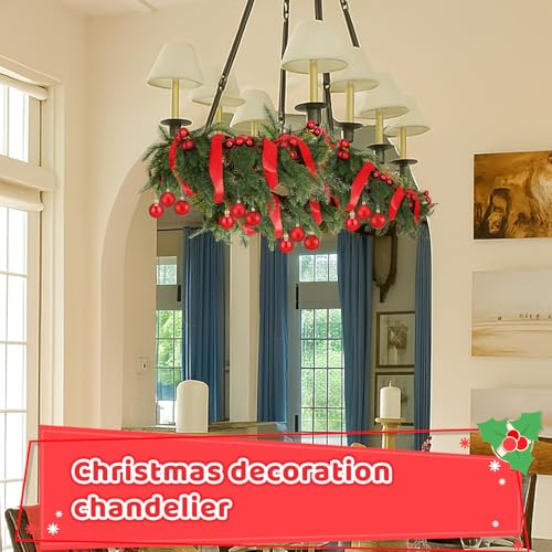 Janinka 6ft Artificial Greenery Christmas Garland for Chandelier Decor