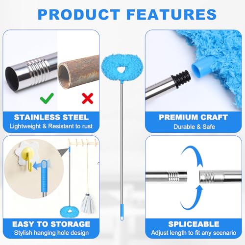 Microfiber Ceiling Fan Duster with Extendable Pole - Bendable Cleaning Brush