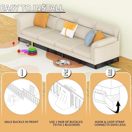 Under Couch Blocker for Pets & Toys, 3.2-Inch Tall Gap Guard (12 Pack)