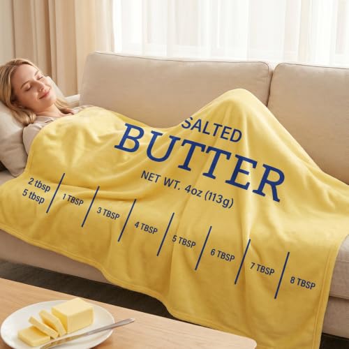 Funny Butter Print Plush Throw Blanket 50x61 Inch Soft Flannel Food Decor