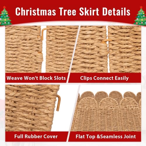 Natural Wicker Christmas Tree Collar 42 Inch for 7.5ft Tree - 8 Pack