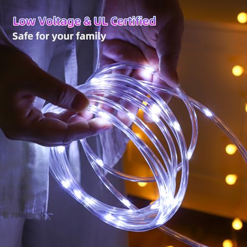 100ft LED Rope Lights, Waterproof Flexible String Lights with 8 Modes