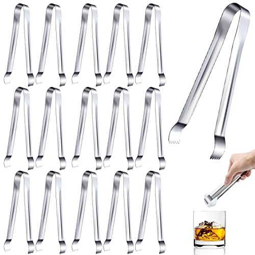 16 Pcs Stainless Steel Ice Tongs 6.5 Inch for Ice & Food Serving