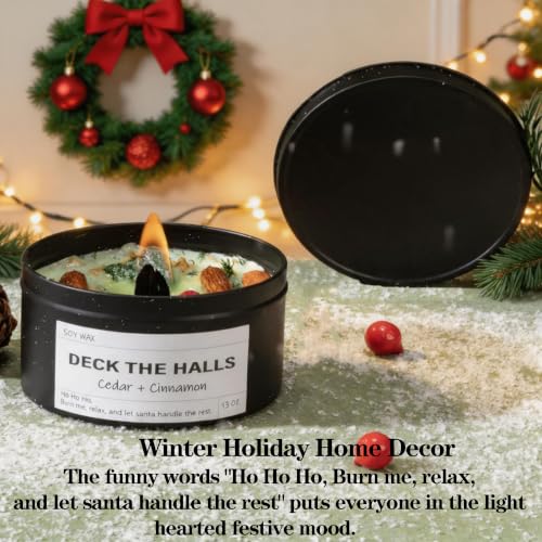 Deck TheHalls Candles Cozy Winter Holiday Soy Wax 13 oz with Real Botanicals