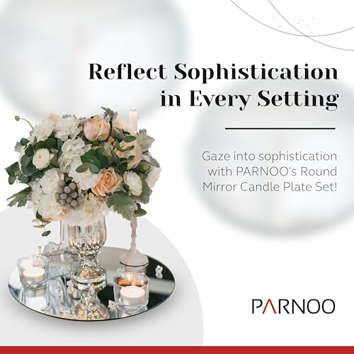 8-Inch Round Mirror Plates for Centerpieces - Set of 12 Glass Tiles
