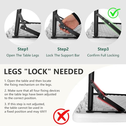 4ft Folding Table - Heavy Duty Adjustable Height Portable Utility Table