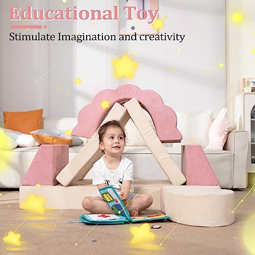 10-Piece Modular Kids Play Couch, Convertible Foam Toddler Sofa Set