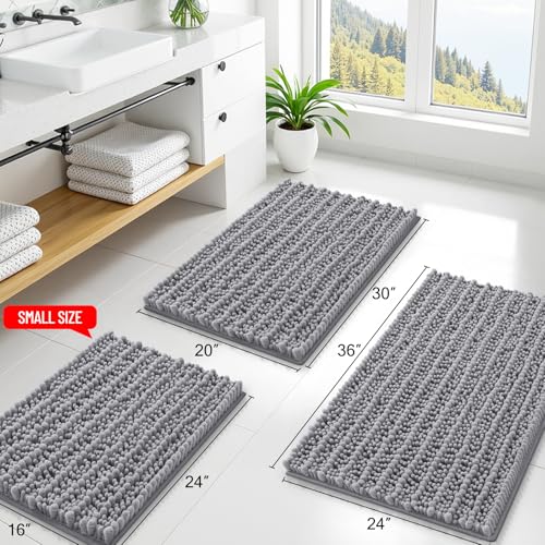 Smiry Chenille Bathroom Rug 30x20 - Extra Soft Non-Slip Bath Mat