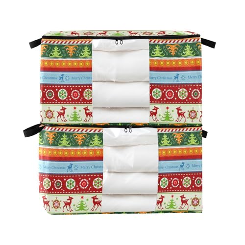 ZAZYXTJ 95L Christmas Storage Bag 60L/95L Large Capacity 2-Pack (Medium) – Foldable Clothes Organizer with Window