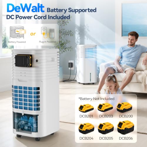 Cordless Portable Air Conditioner, 3 Gal Tank, AC/DC Powered, 4 Modes