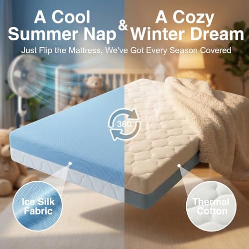 Dual Sided Pack and Play Mattress 38x26x3 Inch - Breathable Memory Foam