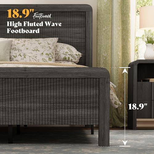 3-Piece Modern Fluted Full Size Bedroom Furniture Set with Nightstands