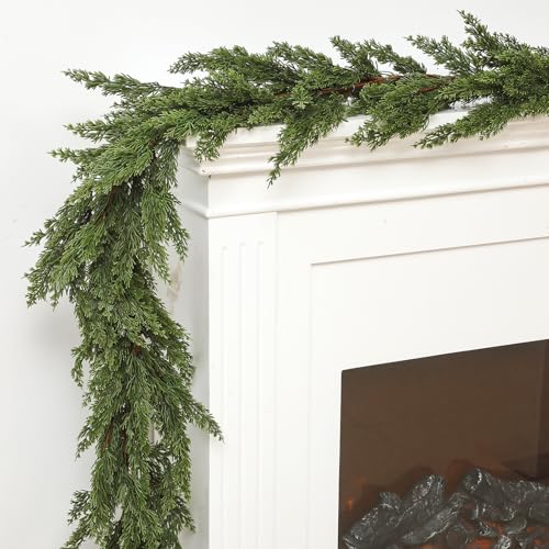 Dingion 1 Pcs 9 ft Artificial Cedar Garland – Realistic Green Holiday Decoration
