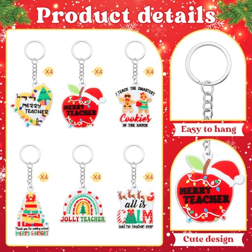 36 Pcs Teacher Keychains Bulk Gift Silicone Xmas