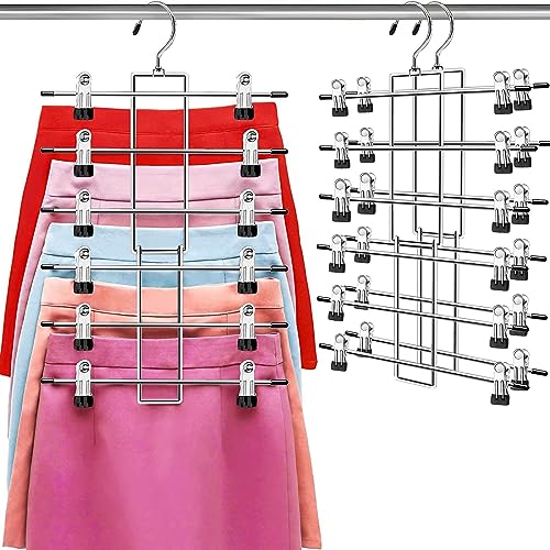Lumigens 6-Tier Pants Hangers with Clips - Space Saving Closet Organizer 2 Pack