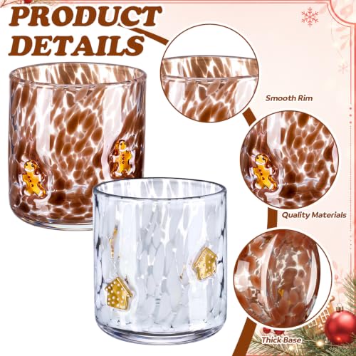 LemonRoad 2 Pack Christmas Gingerbread Icon Glass Cups 16oz - Man & House Variations