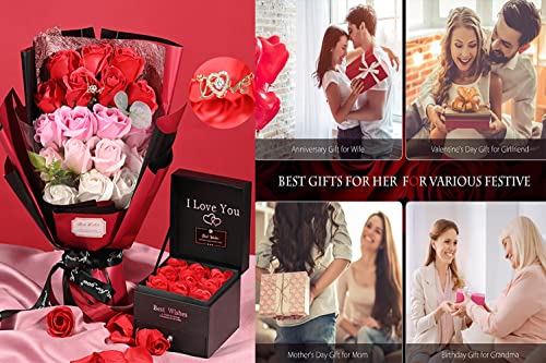 Artificial Rose Bouquet Gift Set with Love Necklace and LED Light