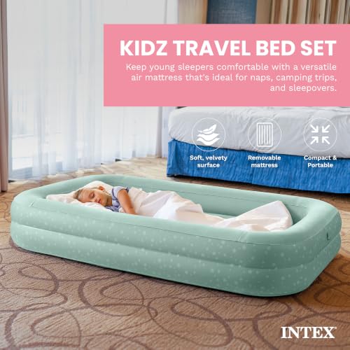 Kids Inflatable Travel Air Mattress Bed with Raised Sides & Hand Pump