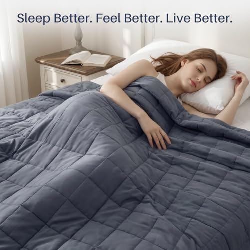Cooling Weighted Blanket for Adults - Dark Grey, 48"x72", 15lbs