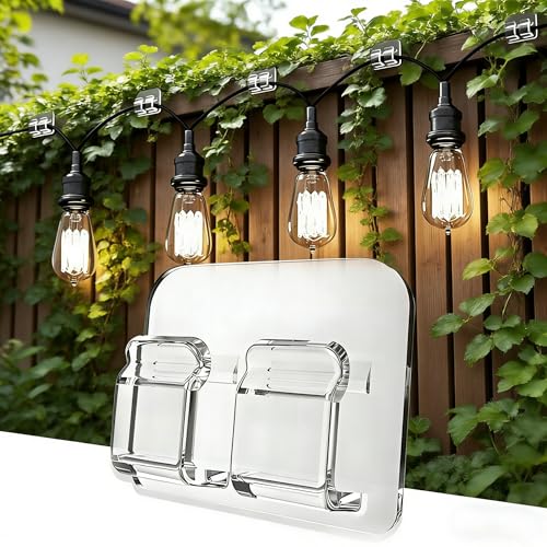 40 Pack Reusable Outdoor String Light Hooks – Waterproof Adhesive Clips
