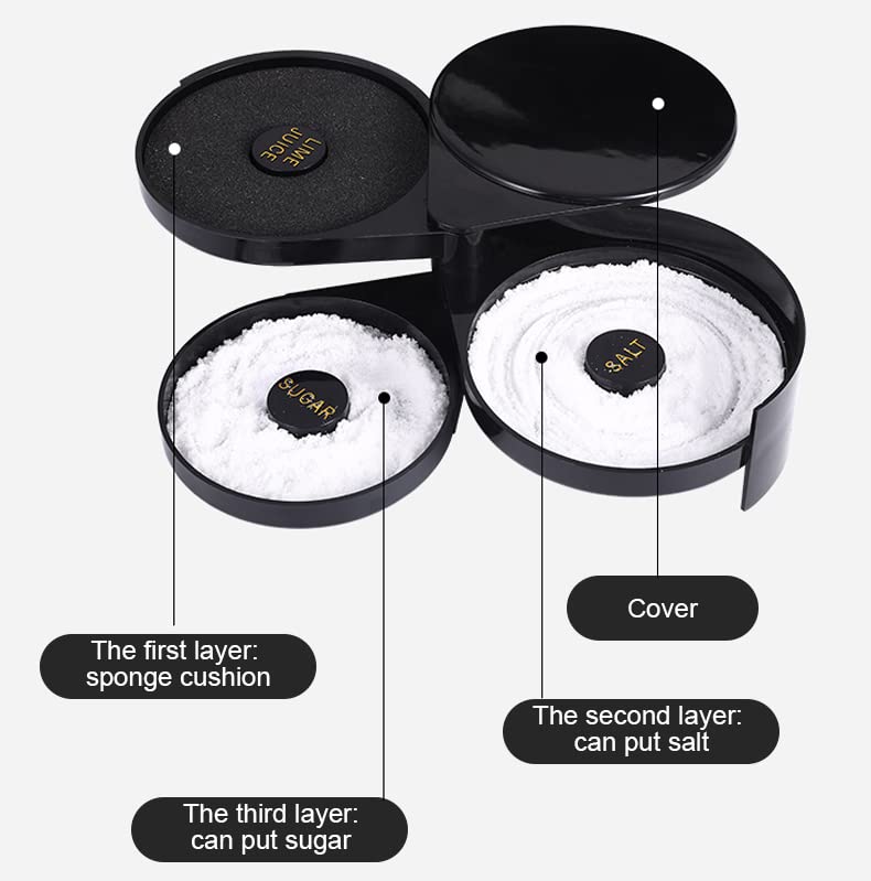 3-Tier Cocktail Seasoning Box with Sponge for Bar & Margarita Rims